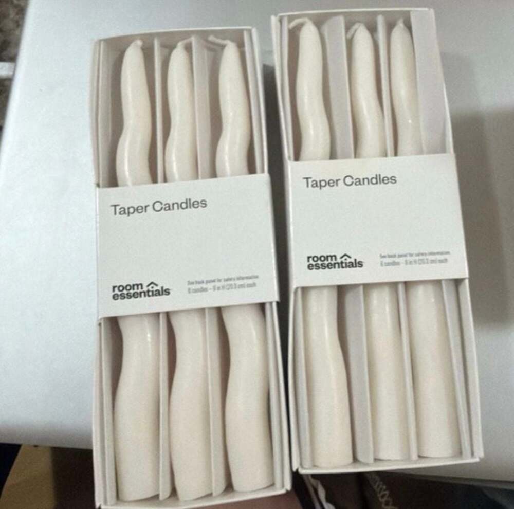 Room Essentials 8-inch Wavy Taper Candles, Set of 12